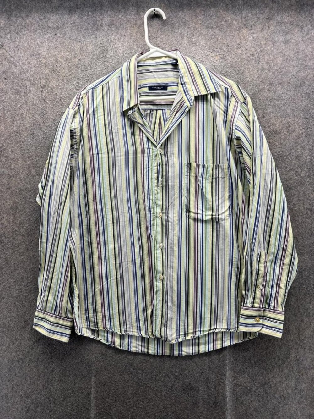 Burberry London Shirt Men Medium Multicolor Stripe Long Sleeve Button Up USA